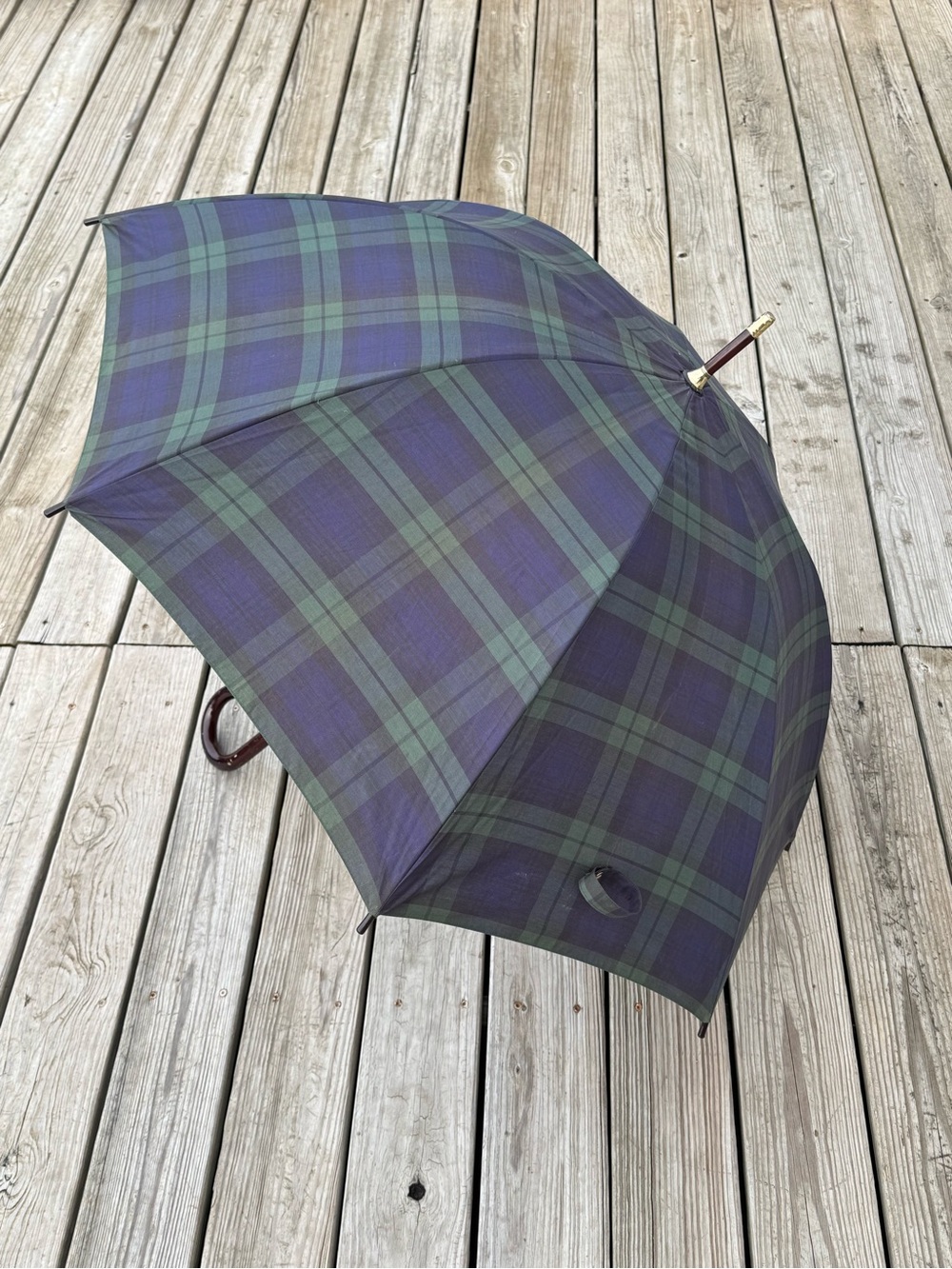 Polo Ralph Lauren Umbrella Tartan Plaid Blackwatch Doorman Hook Crook Handle - Picture 2 of 14